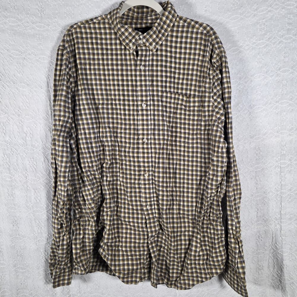 Banana Republic Untucked Fit XL Tall‎ Plaid Button Up Shirt Mens Lightweight